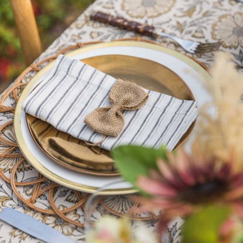 Grey Striped Linen Napkins (Set of Two)