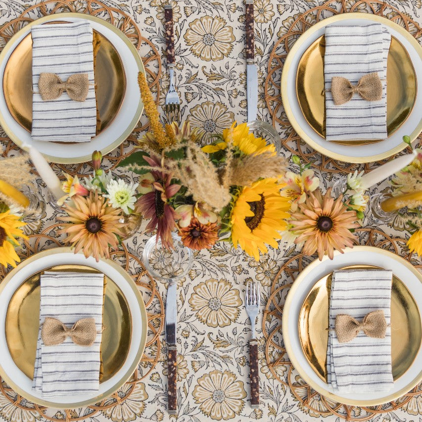 Grey Striped Linen Napkins (Set of Two)