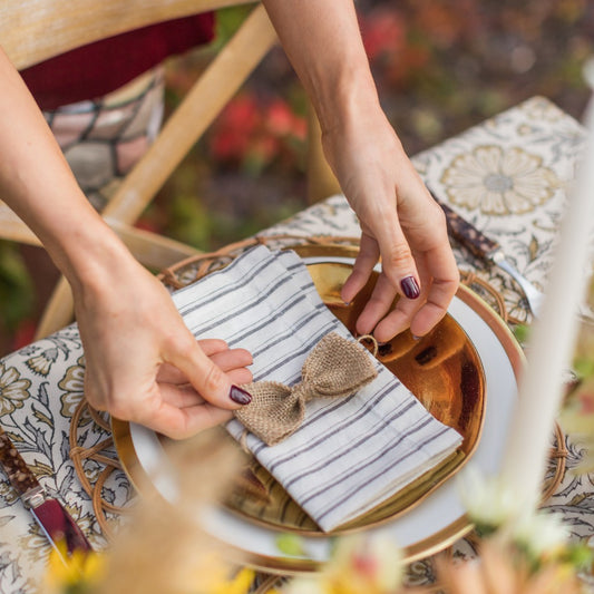 Grey Striped Linen Napkins (Set of Two)