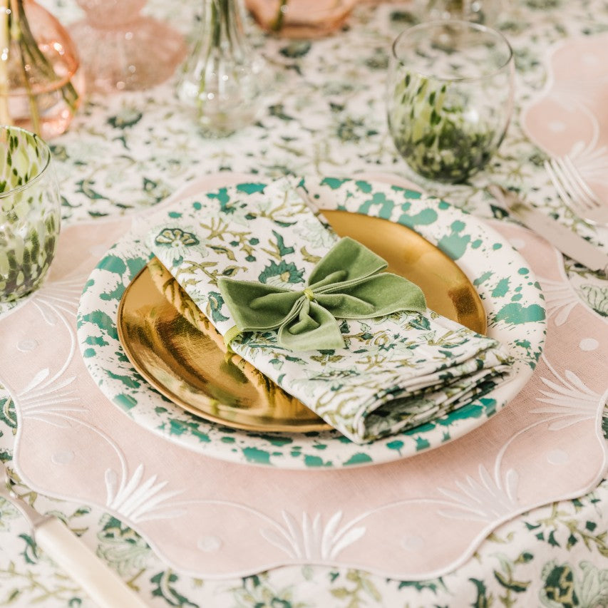 Apricot Flower Embroidered Placemat