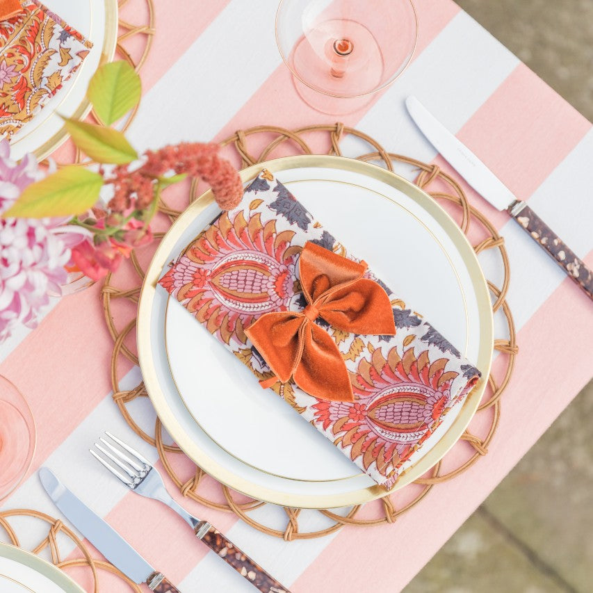 Coral Stripe Tablecloth