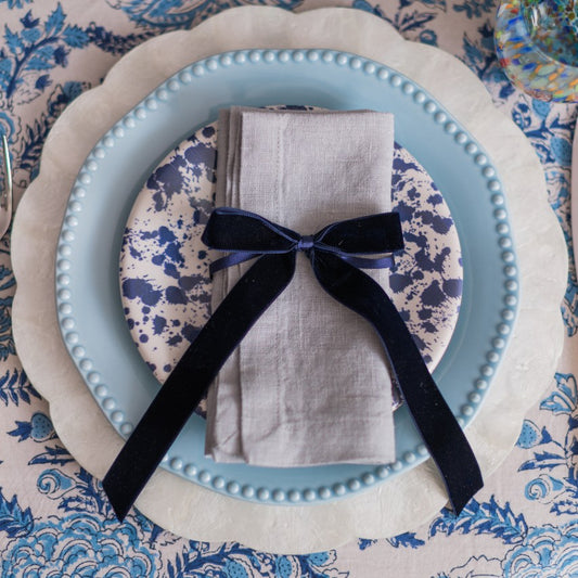 Midnight Blue Velvet Napkin Bows (Set of Two)