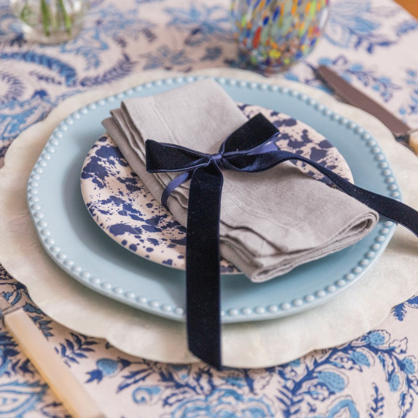 Midnight Blue Velvet Napkin Bows (Set of Two)