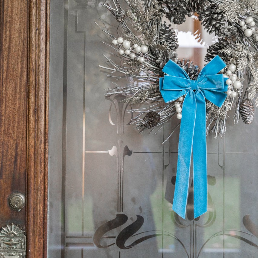 Large Kingfisher Velvet Wreath Bow