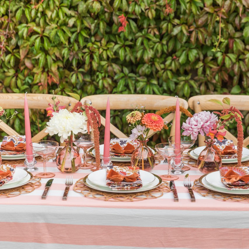 Coral Stripe Tablecloth