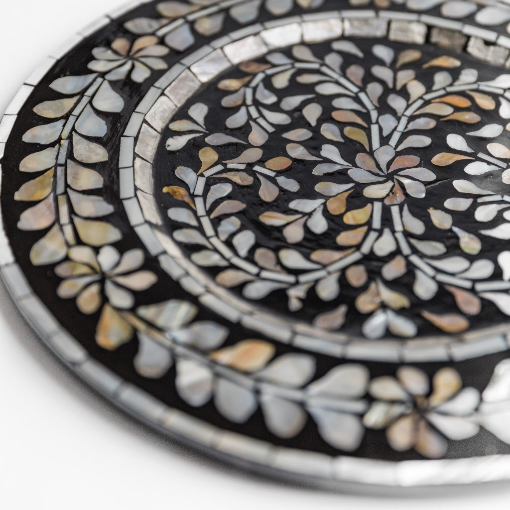 Black Mother of Pearl Charger Plate