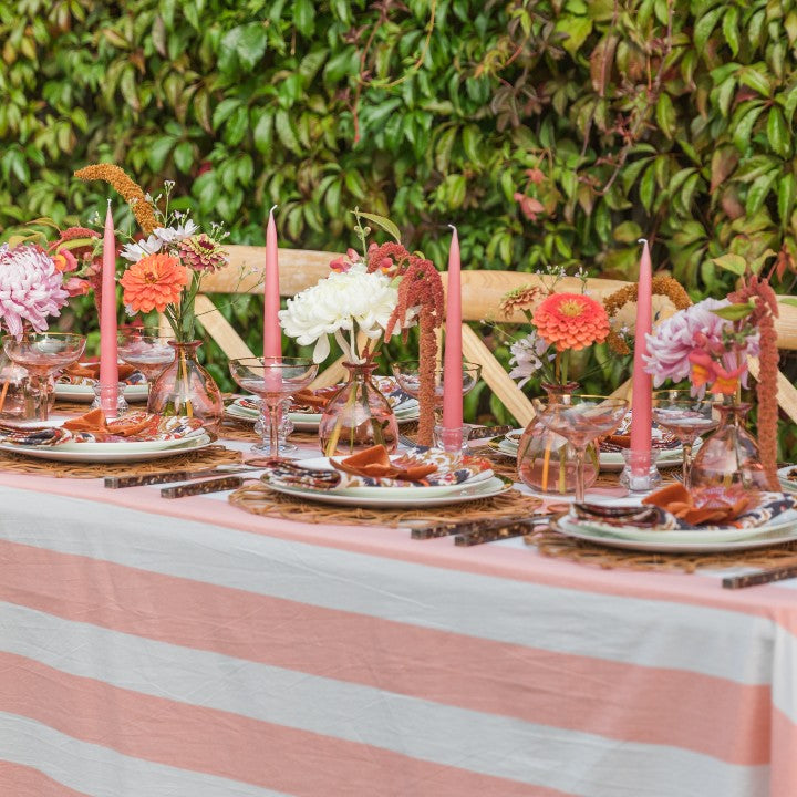 Coral Stripe Tablecloth