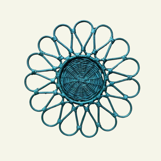 Woven Blue Flower Rattan Placemat